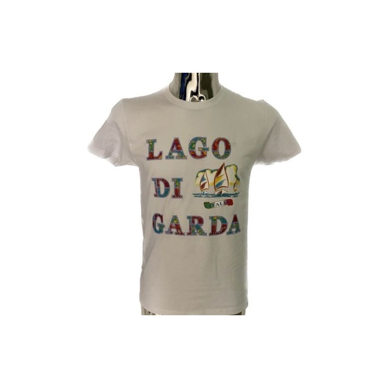 T.shirt maglietta in cotone con stampa lago di garda