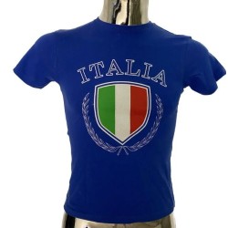 T.shirt maglietta in cotone con stampa scudetto grande Italia