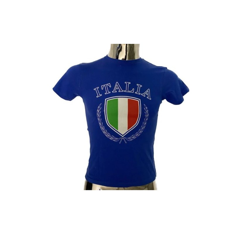 T.shirt maglietta in cotone con stampa scudetto grande Italia