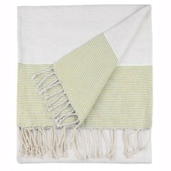 Asciugamano pareo 100% cotone stile classico. Color natural con dettaglio colorato e frange.