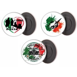 KIT 12 MAGNETI ROTONDI 56 MM CON STAMPA ALPINI