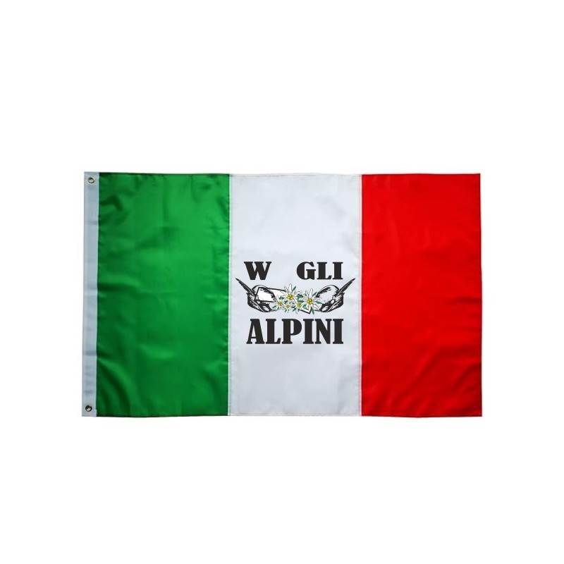 Bandiera italia 90x140 con stampa w gli alpini cappello alpini