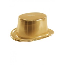 Cappello a cilindro in plastica color oro metallizzato