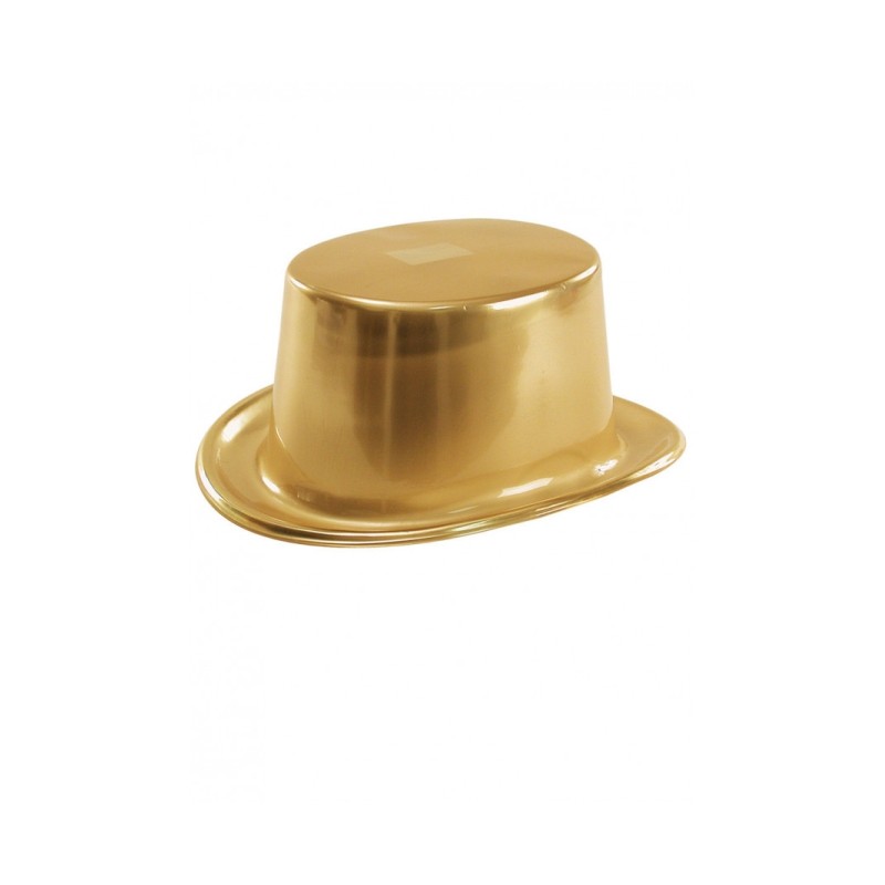 Cappello a cilindro in plastica color oro metallizzato