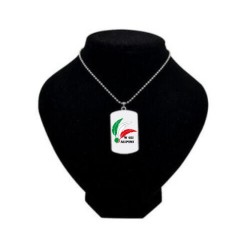 Collana con piastrina con stampa W gli alpini penne tricolore