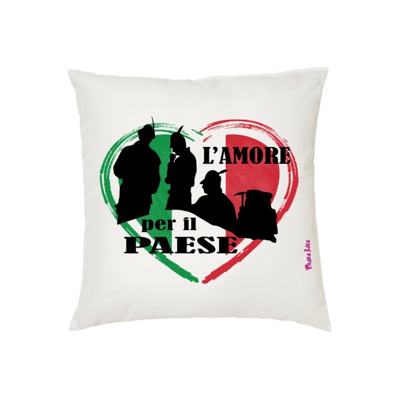 Cuscino in poliestere 40x40 con stampa l'amore per il paese