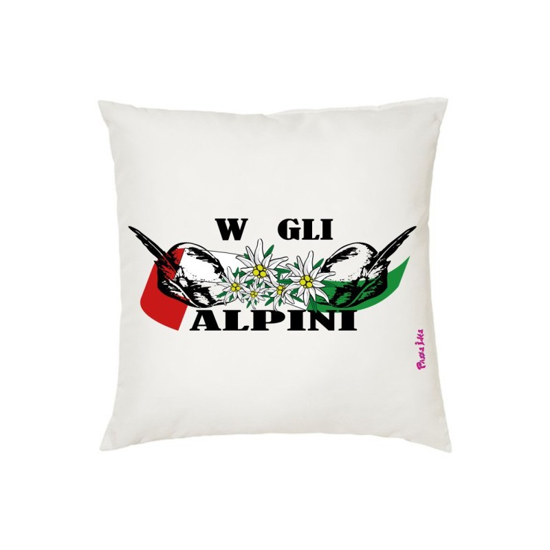 Cuscino in poliestere 40x40 con stampa W gli alpini