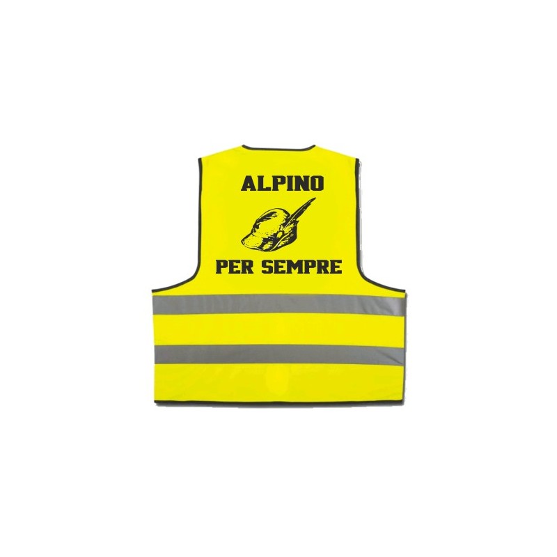 Gilet giallo fluo con stampa Alpino per sempre