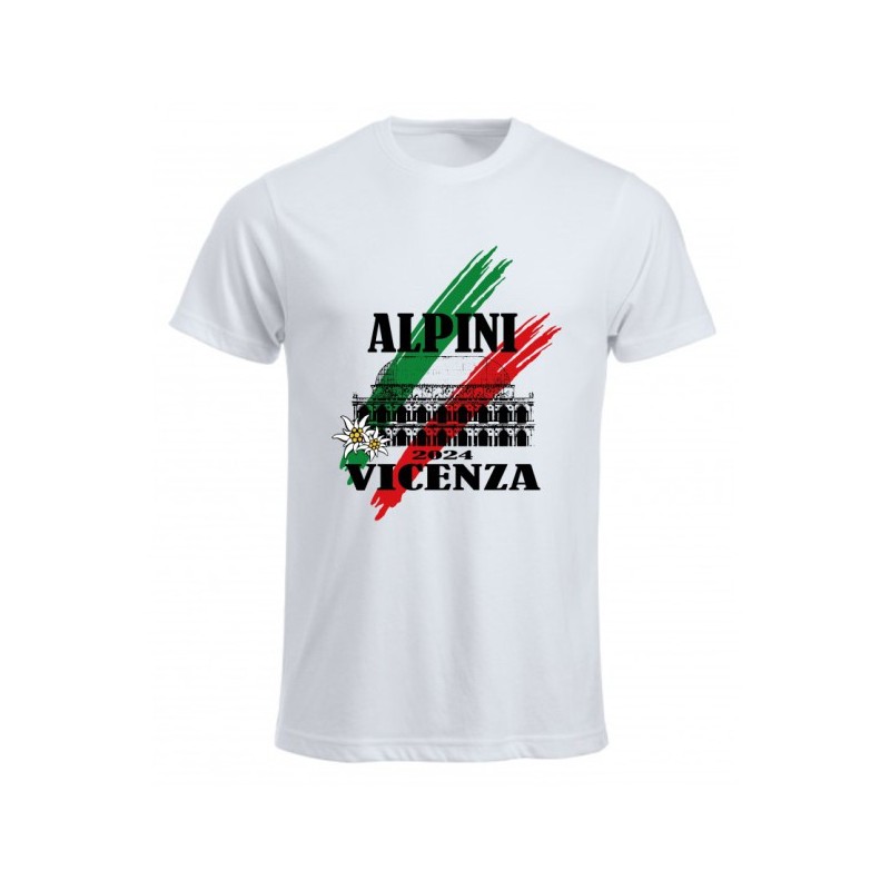 T-shirt bianca con stampa alpini Vicenza
