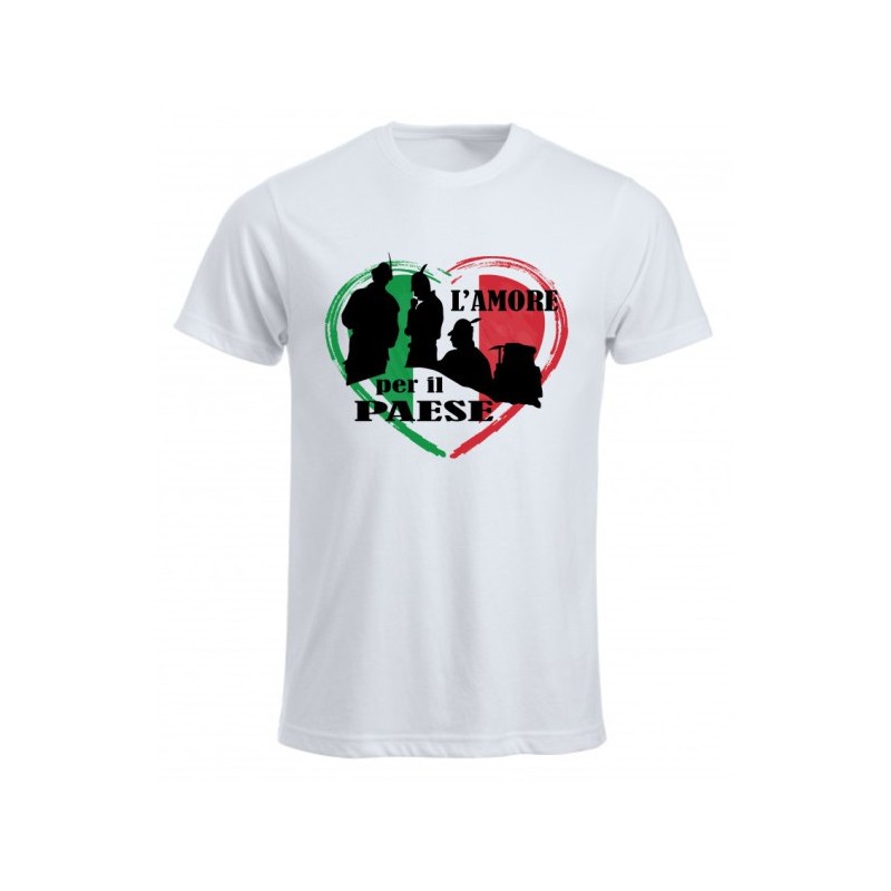 T-shirt bianca con stampa l'amore per il paese