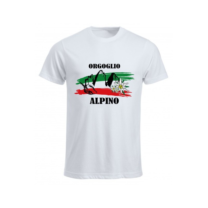 T-shirt bianca con stampa orgoglio alpino
