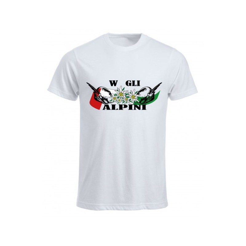 T-shirt bianca con stampa W gli alpini
