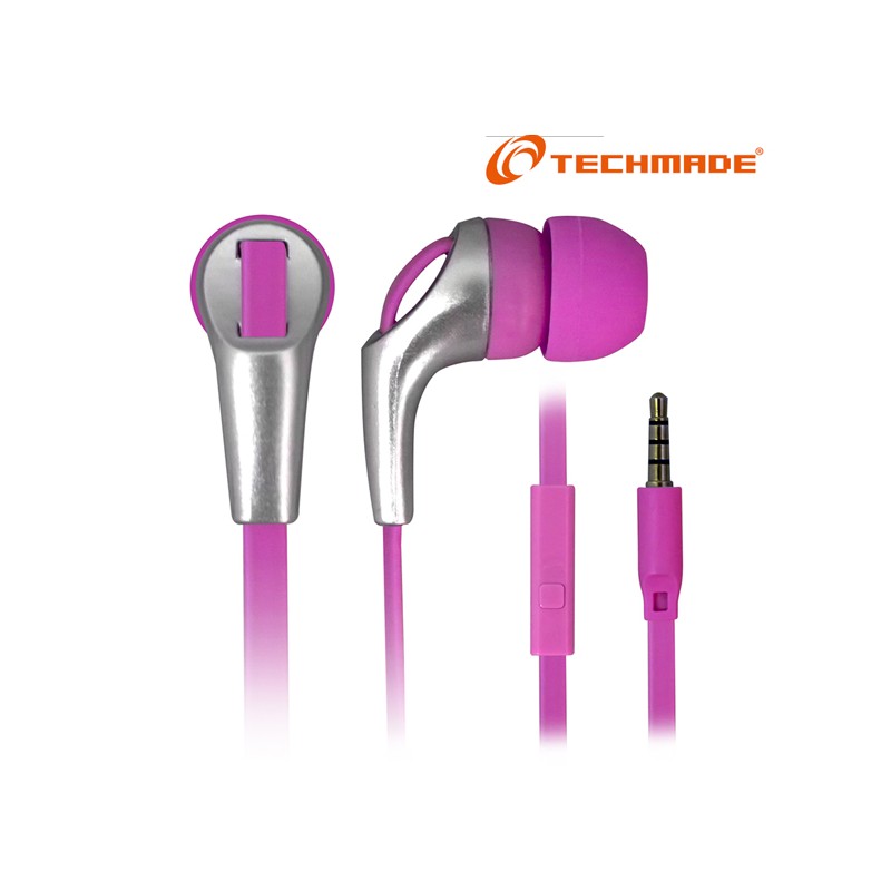 Auricolari con microfono techmade rosa