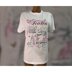 T-shirt donna in cotone con stampa bella Italia