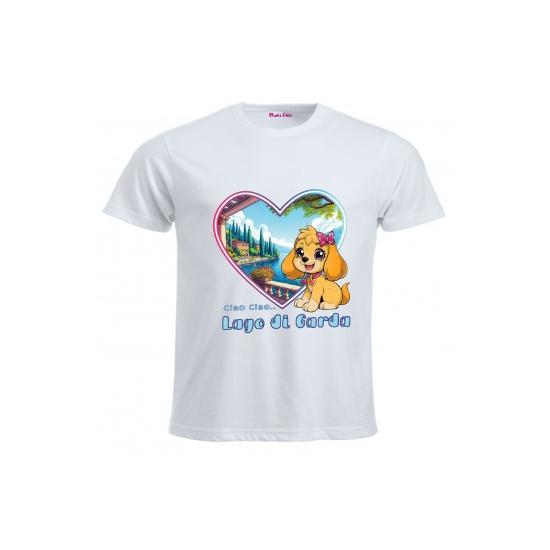 T-shirt in cotone bimba lago di garda cagnolino