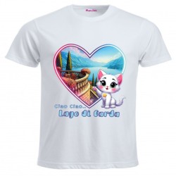 T-shirt in cotone bimba lago di garda gattino