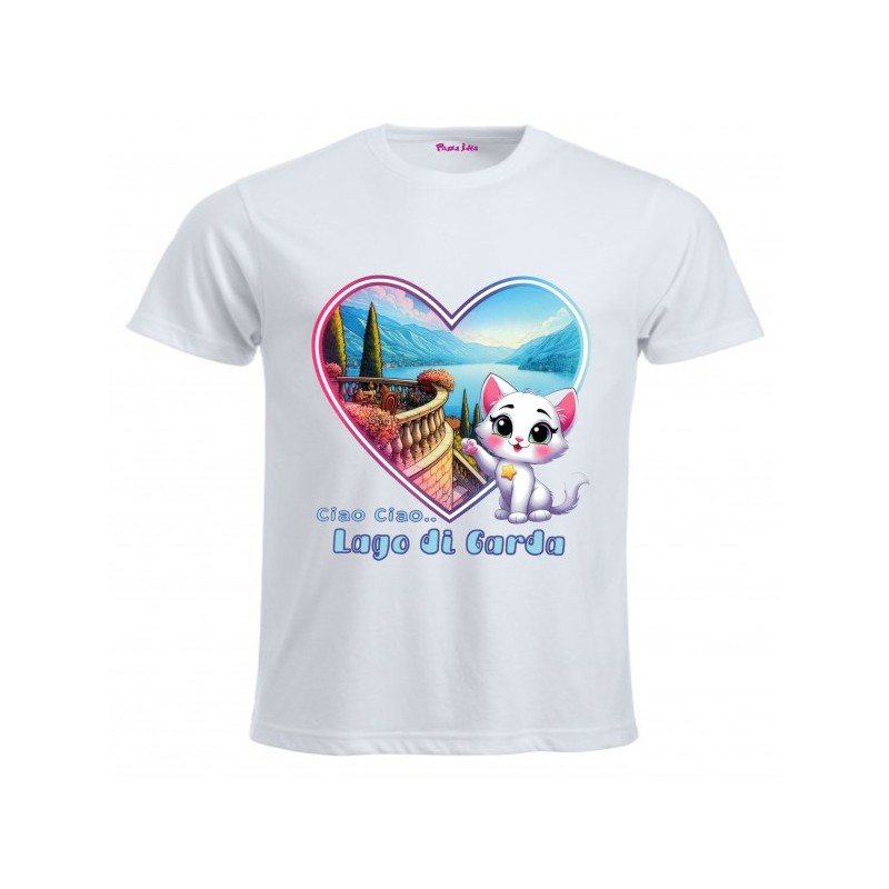 T-shirt in cotone bimba lago di garda gattino