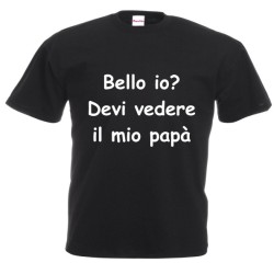 T-shirt in cotone bimbo con stampa bello io? devi vedere il mio papà