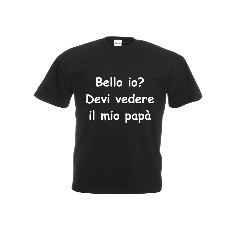 T-shirt in cotone bimbo con stampa bello io? devi vedere il mio papà