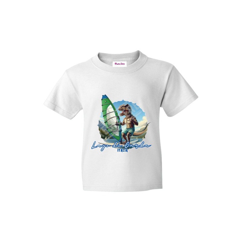 T-shirt in cotone bimbo lago di garda dinosauro