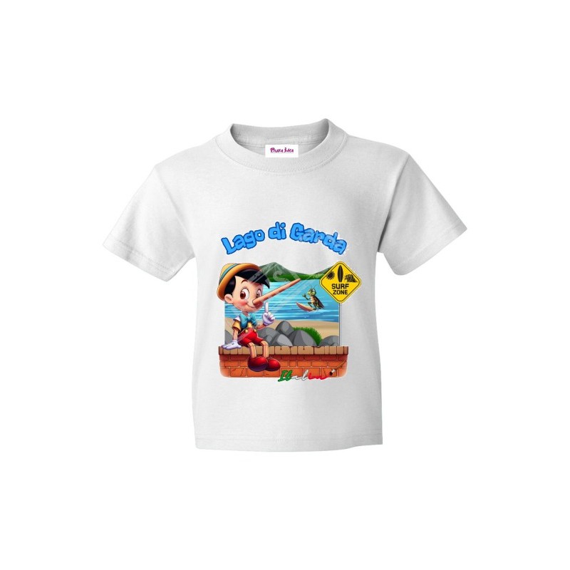 T-shirt in cotone bimbo lago di garda Pinocchio