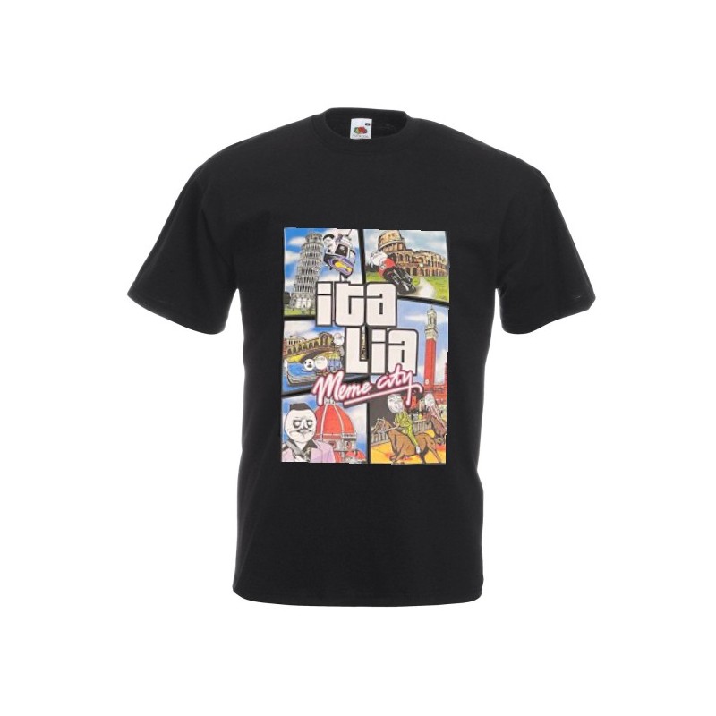 T-shirt in cotone con stampa Italia meme