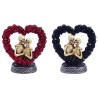 Teschio cuore c/rose nere e rosse cm. 11.7×12.3 H