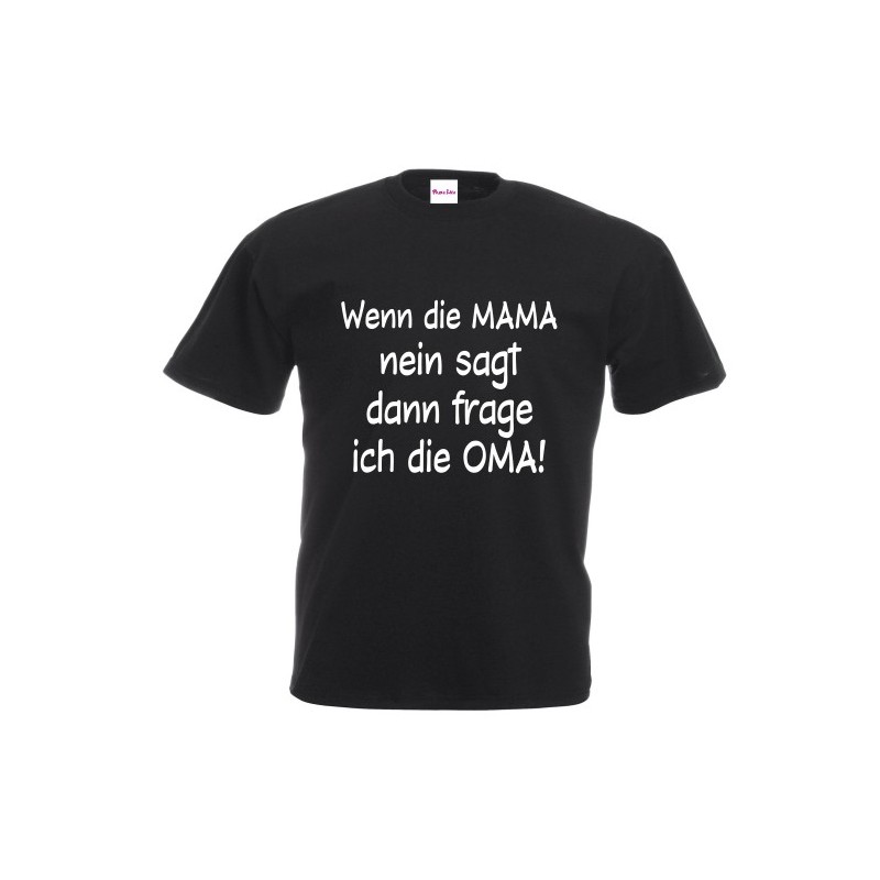 T-shirt in cotone bimbo con stampa in tedesco WENN DIE MAMA NEIN SAGT DANN FRAGE ICH DIE OMA!