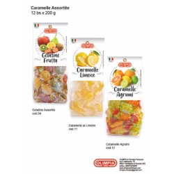 Caramelle olimpia assortite 12 buste gelatina,limone,agrumi da gr 200