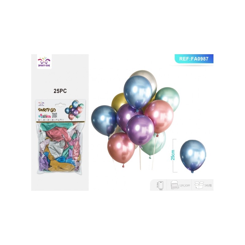 PALLONCINO METTALLIZZATO MISTO 1.8G 25 CM 25PC