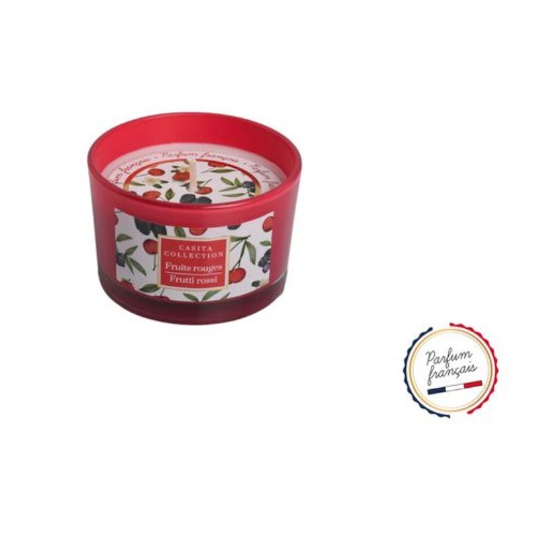 Candela in vetro S frutti rossi - rosso -