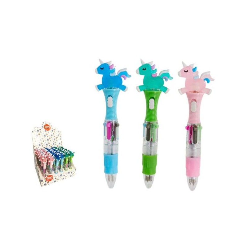 Mini penna unicorno a 4 colori con luce