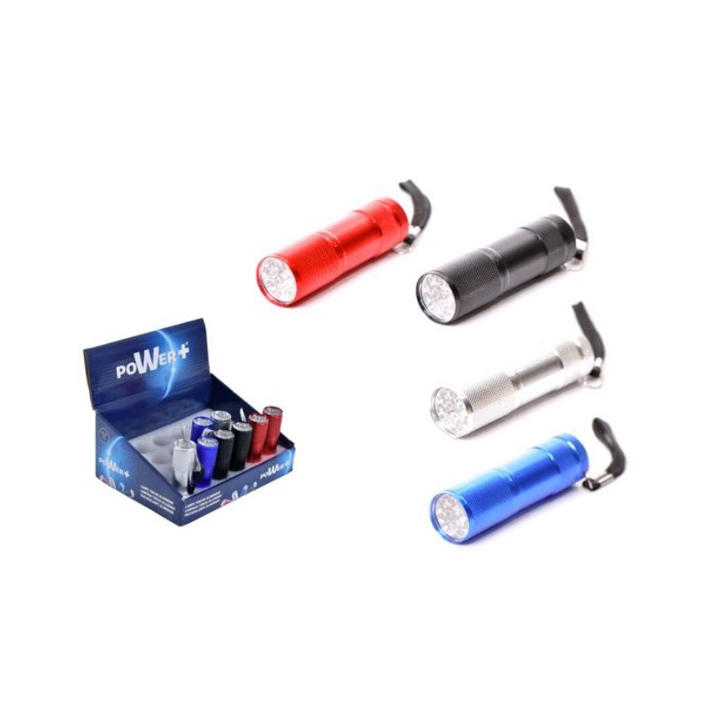 TORCIA IN ALLUMINIO CON PILE 9 LEDS