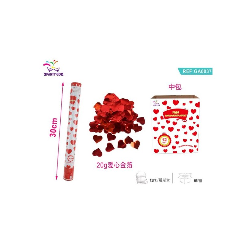 SPARA CORIANDOLI CUORE METTALLIZZATA ROSSO 30 CM