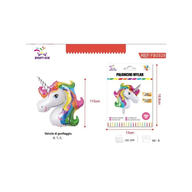 PALLONCINO MYLAR UNICORNO 88X108 CM