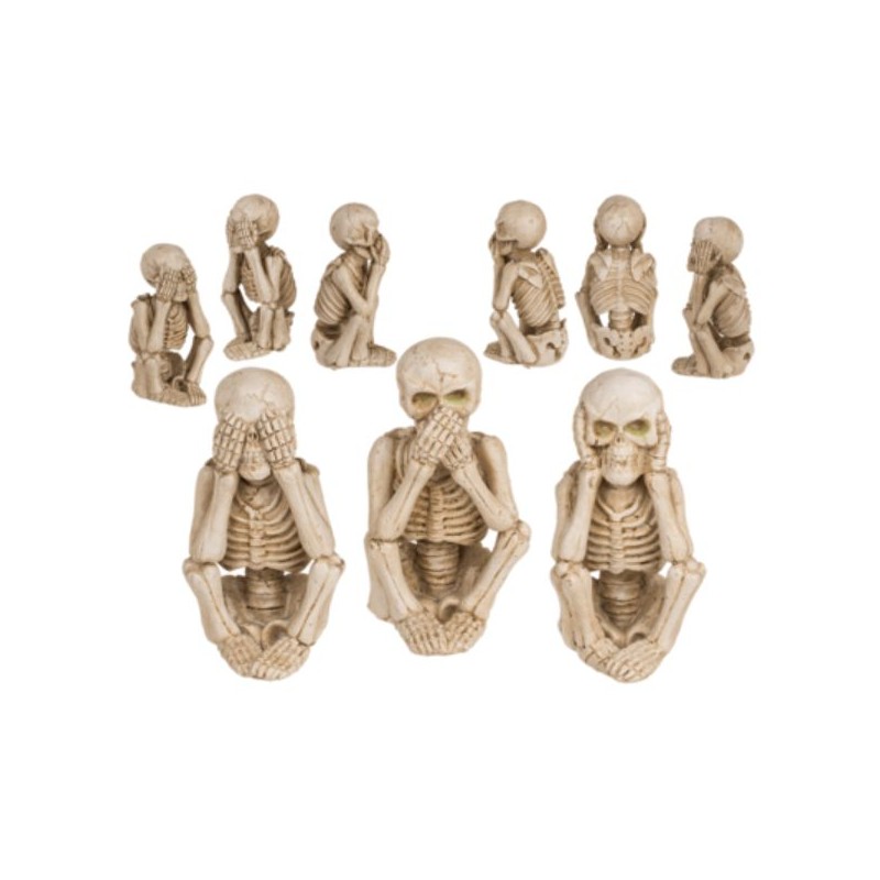 Scheletro "Say, hear and see nothing" 3 ass., circa 11,5 x 6 cm, in poliresina