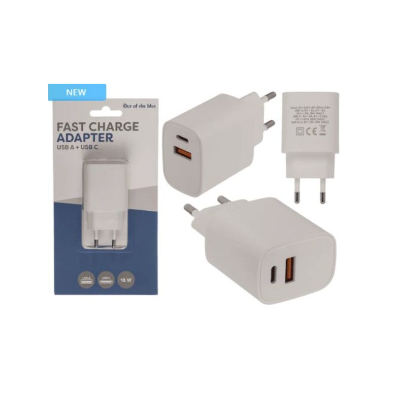 Adattatore di ricarica rapida - USB A + USB C
