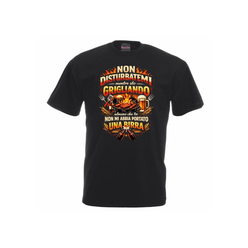 T.shirt maglietta in cotone con stampa non disturbatemi metre griglio