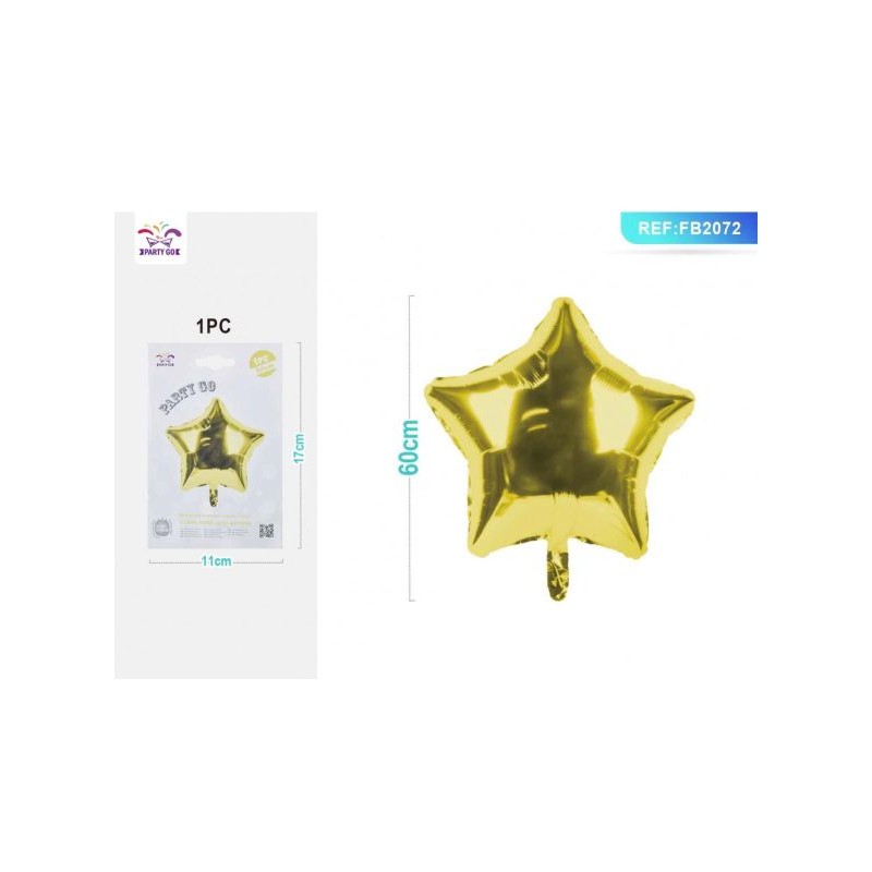 PALLONCINO MYLAR ORO A FORMA DI STELLA 60 CM 1 PZ