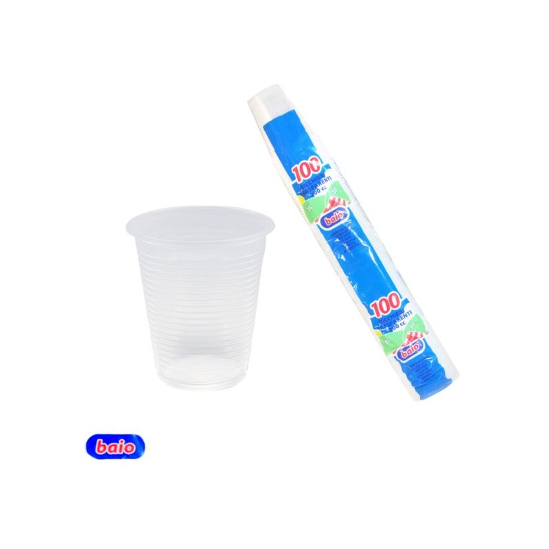 Bicchieri 200cc trasparente baio con x 100 pz eco