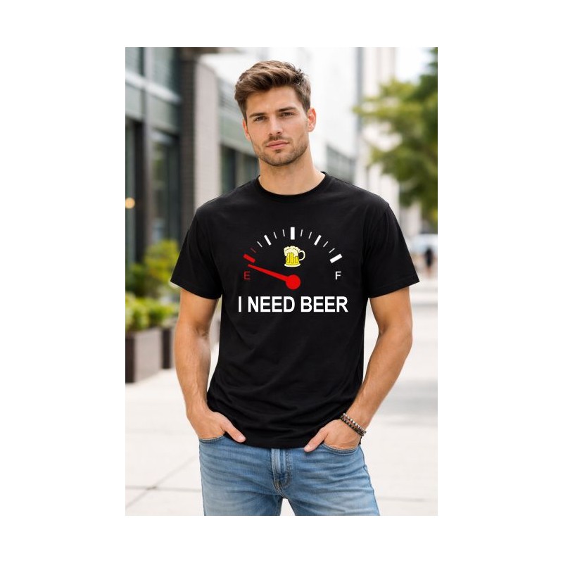 T-shirt maglietta in cotone con stampa I need beer