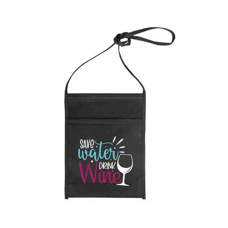 PORTA CALICE CON STAMPA SAVE WATER DRINK WINE