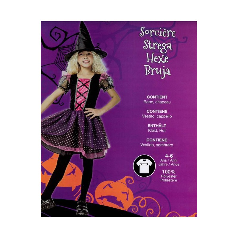 Costume strega con cappello taglia 4-6 anni