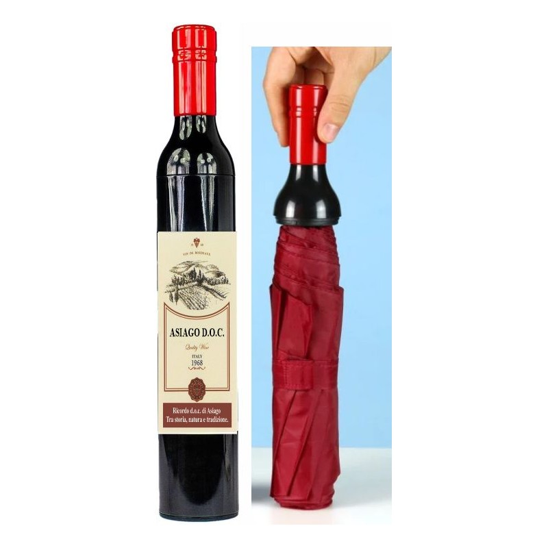 Bottiglia vino ombrella con stampa asiago d.o.c.